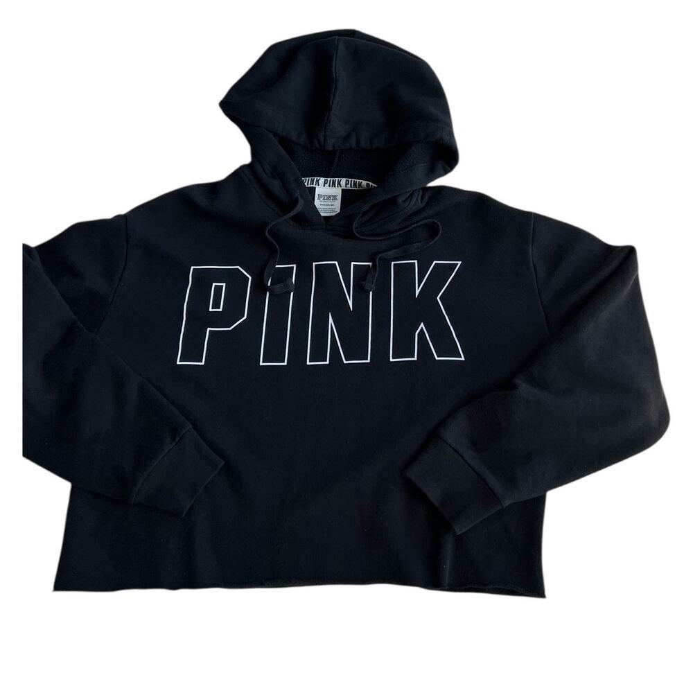 Pink by Victoria's Secret, black cropped hoodie sweatshirt, Women's size S